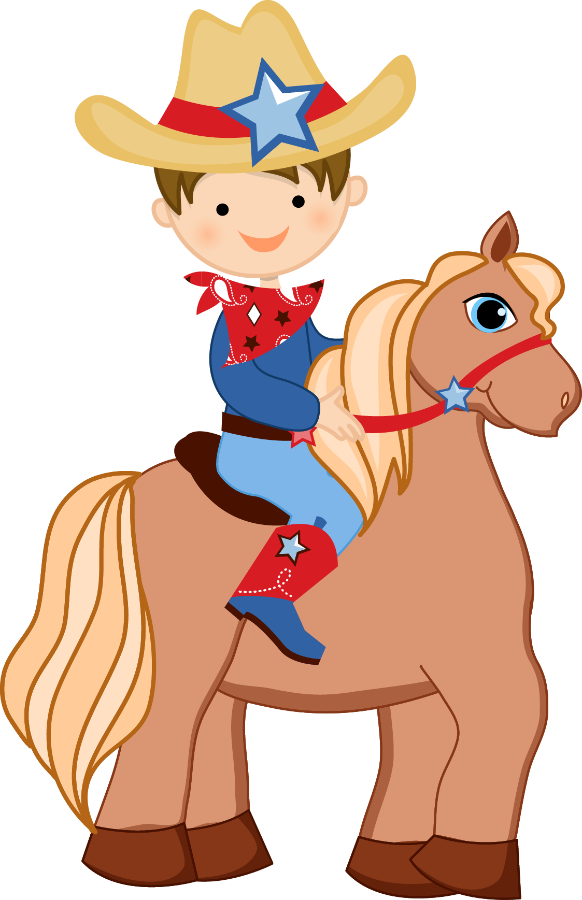 Cartoon Child Cowboyon Horse