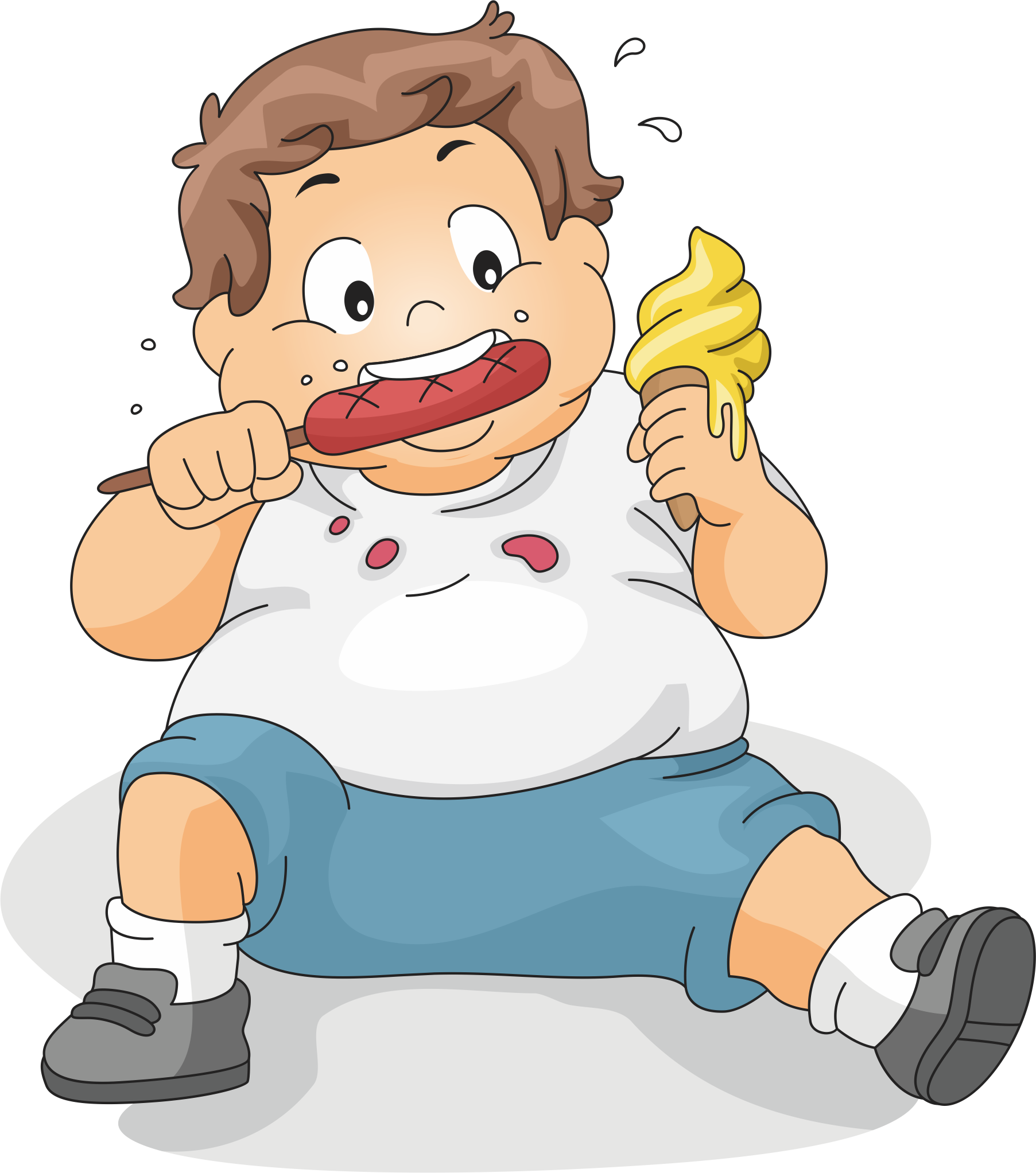 Cartoon Child Enjoying Ice Cream