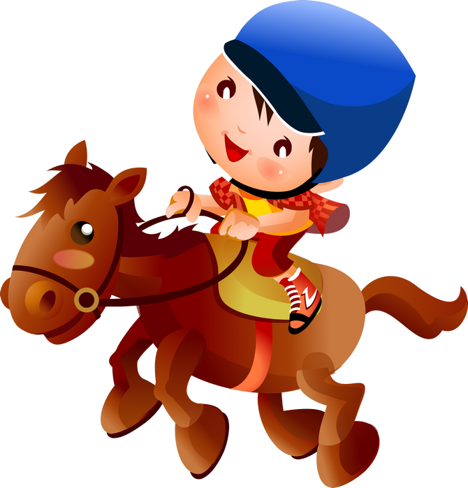 Cartoon Child Horse Riding