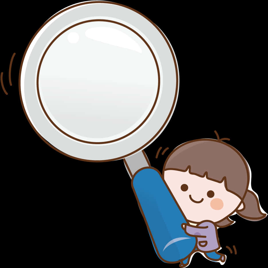 Cartoon Child With Magnifying Glass