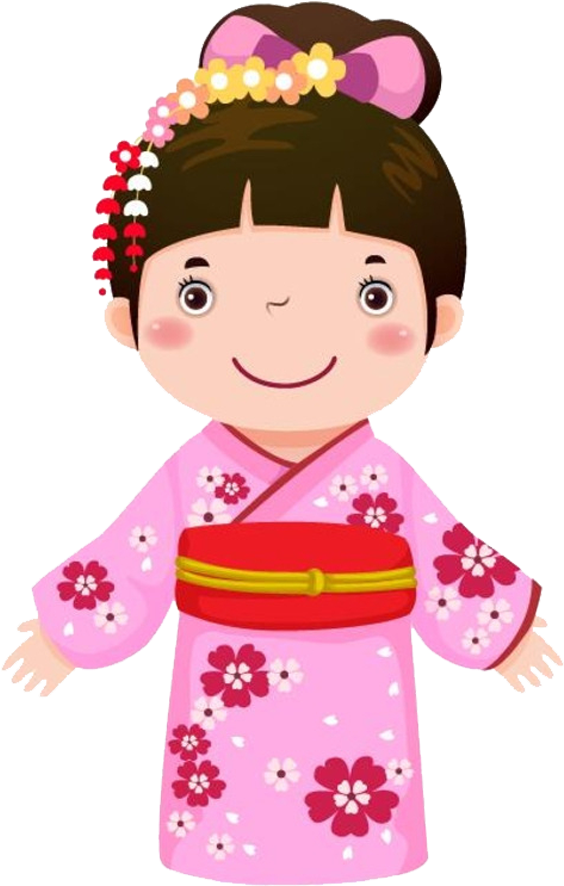 Cartoon Childin Pink Kimono