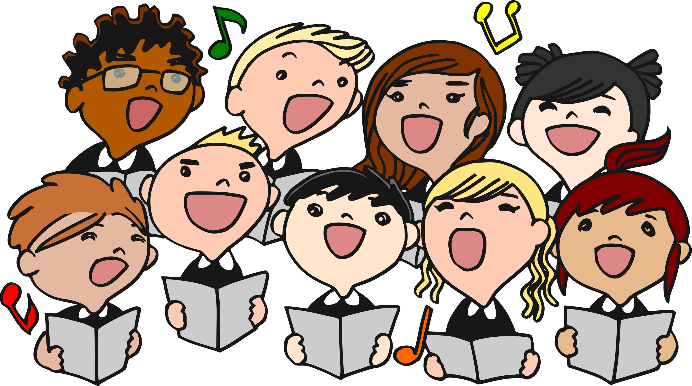 Cartoon Children Choir Singing