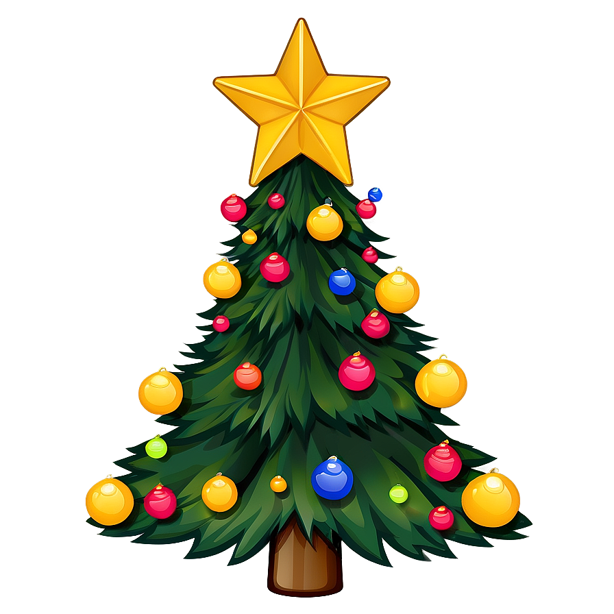 Cartoon Christmas Tree Star Png 06282024