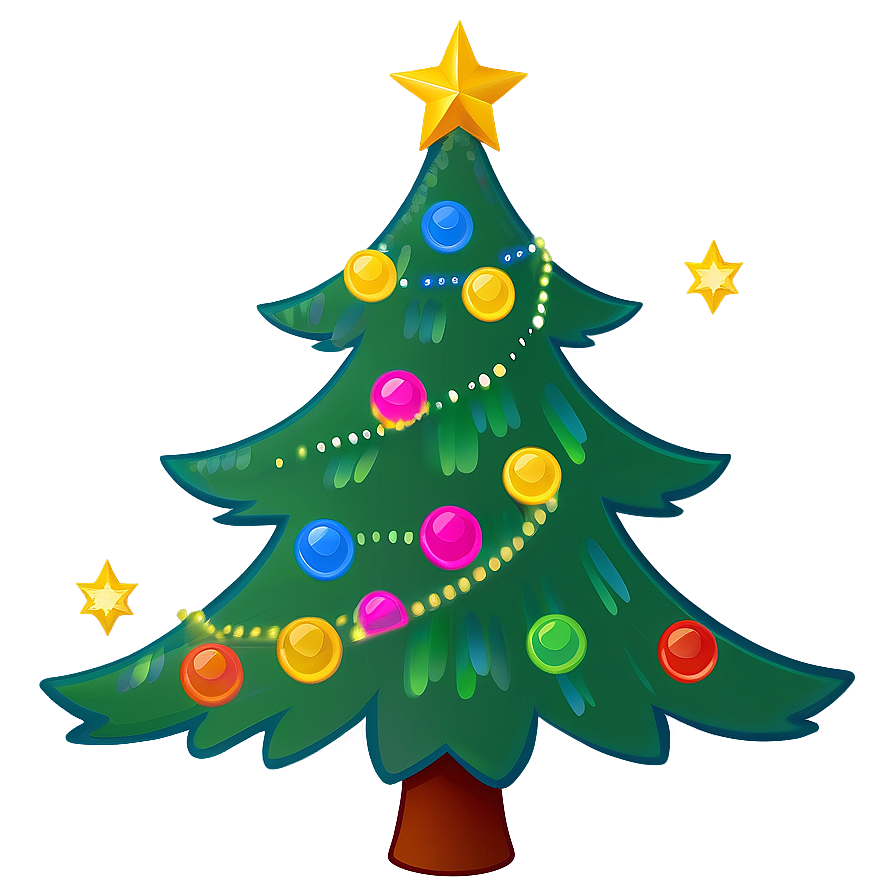 Cartoon Christmas Tree With Star Png 32