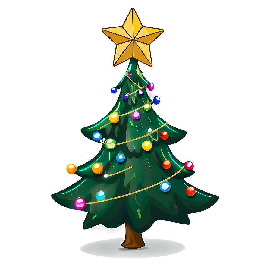 Cartoon Christmas Tree With Star Png Xas