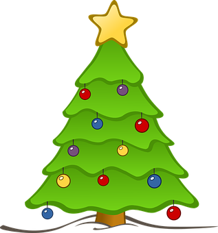 Cartoon Christmas Treewith Ornamentsand Star