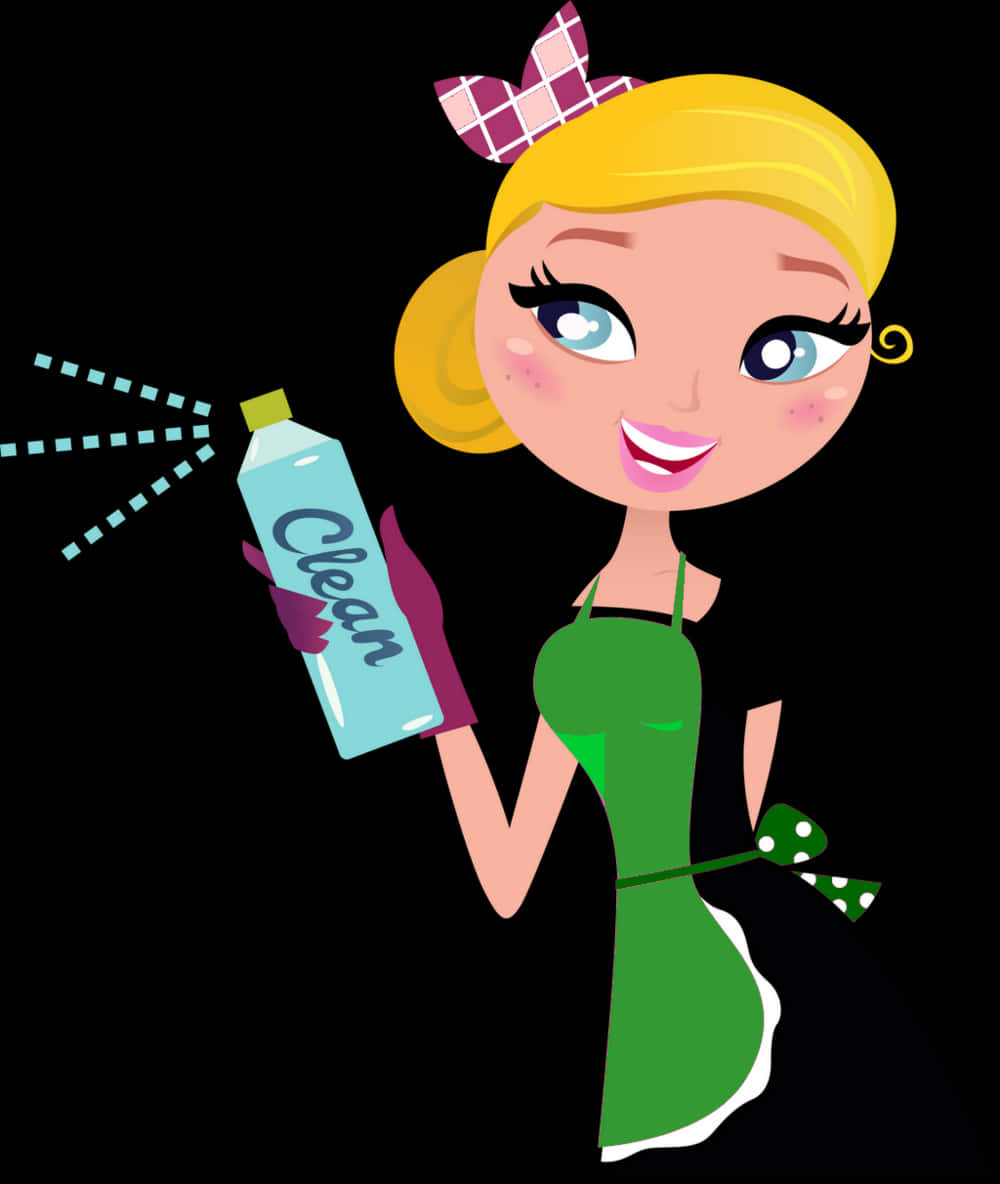 Cartoon Cleaning Lady Spray Bottle