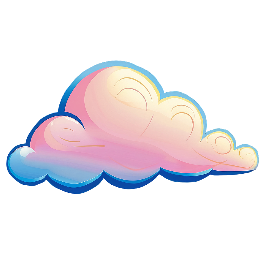 Cartoon Cloud In Pastel Colors Png Vbg