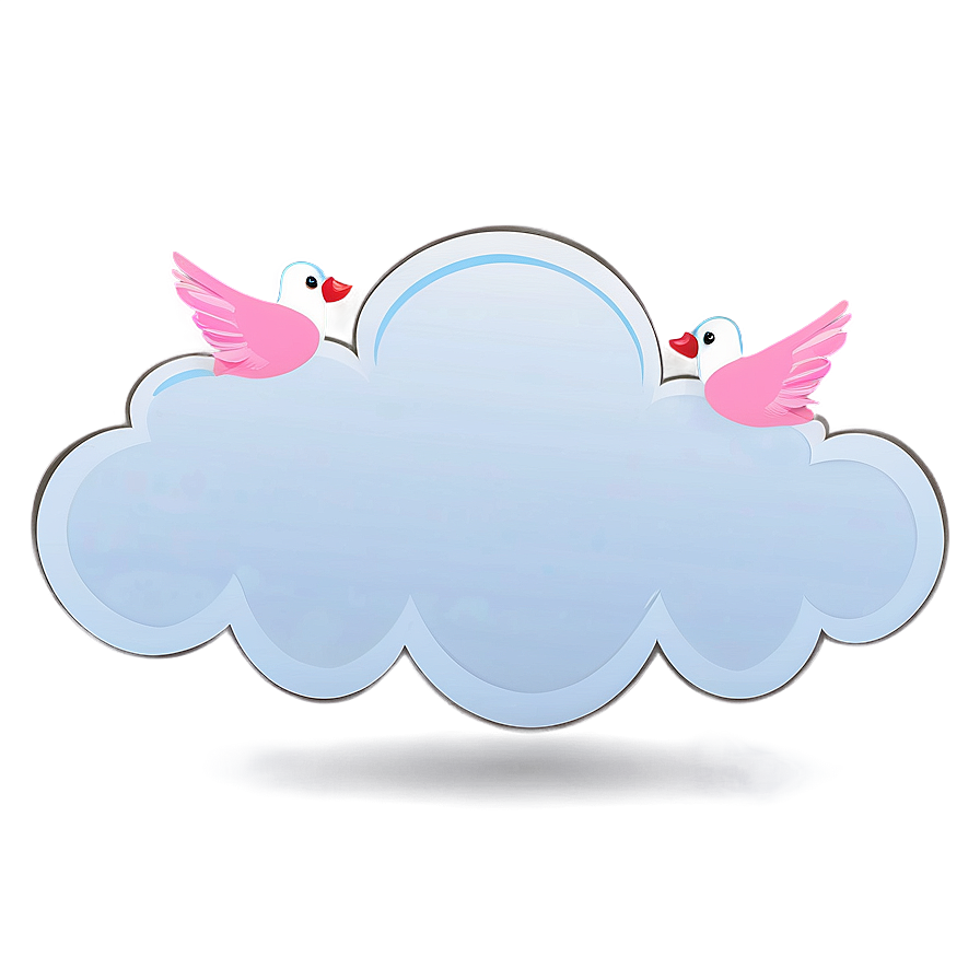 Cartoon Cloud With Birds Png Hns34