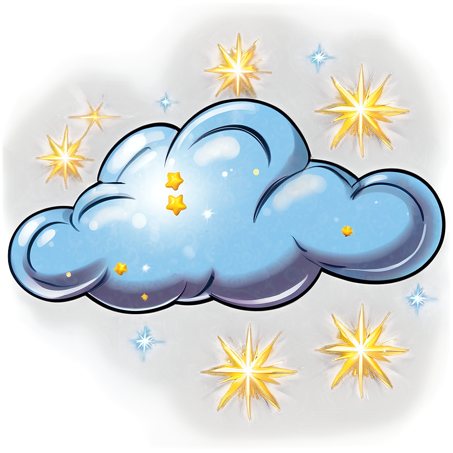 Cartoon Cloud With Sparkles Png Emi52