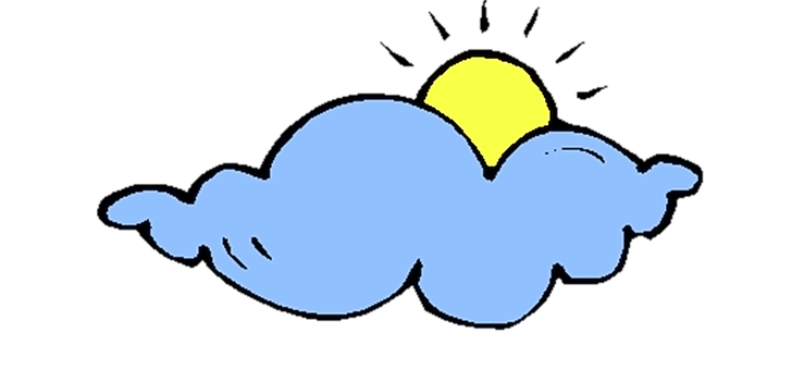 Cartoon Cloudand Sunon Black Background