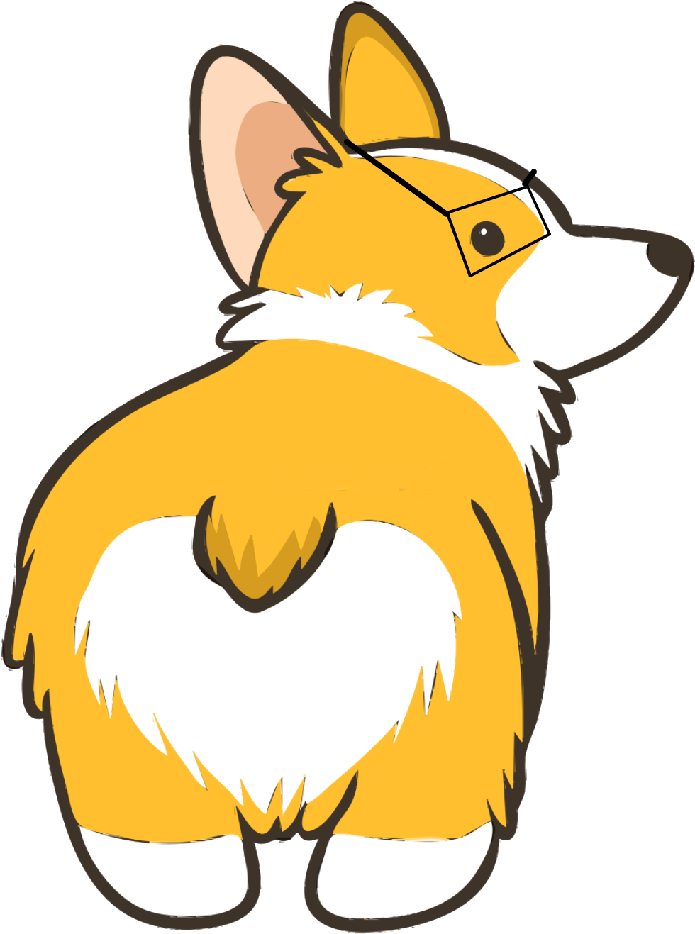 Cartoon Corgi Wearing Glasses