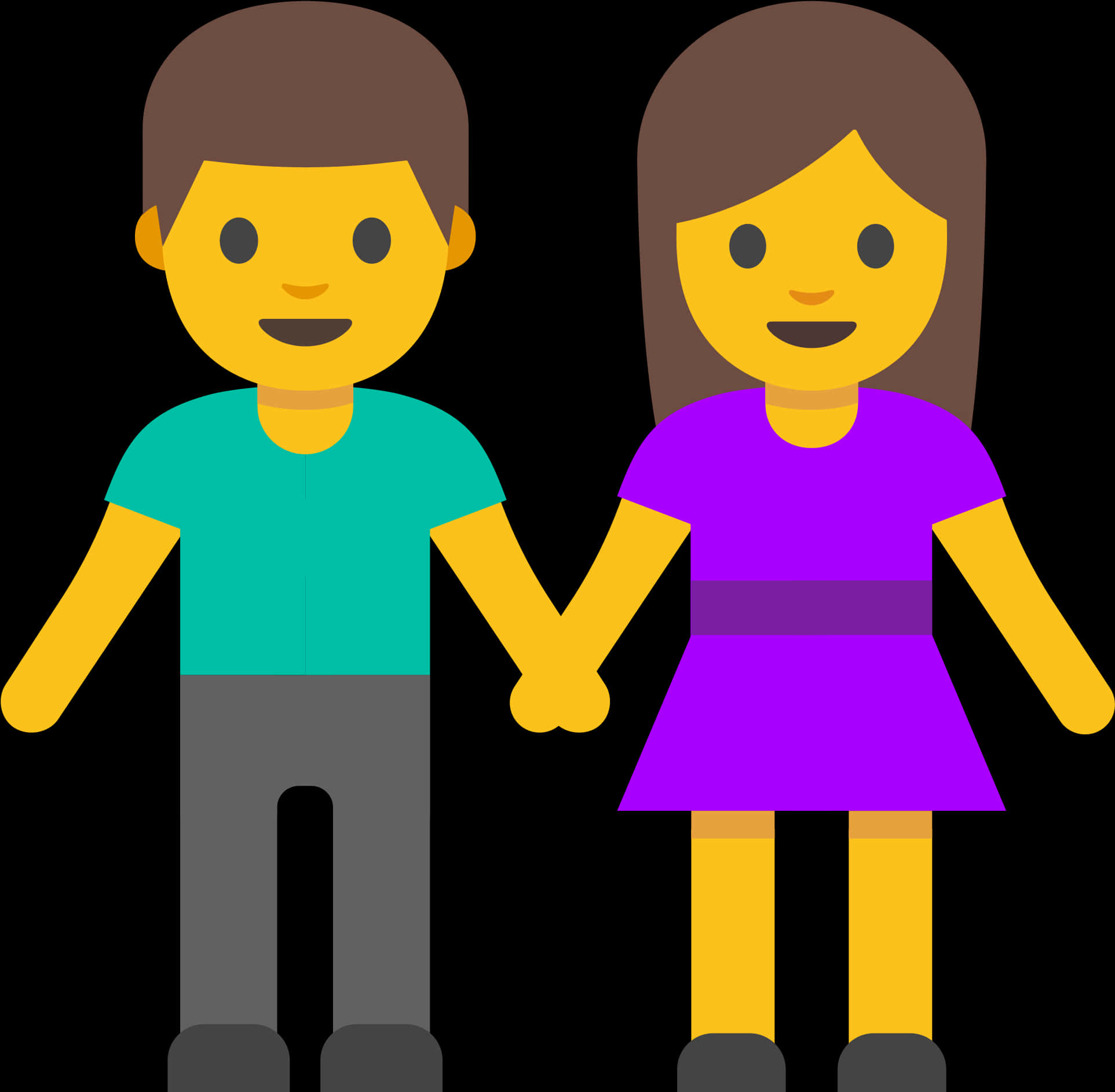 Cartoon Couple Holding Hands Emoji