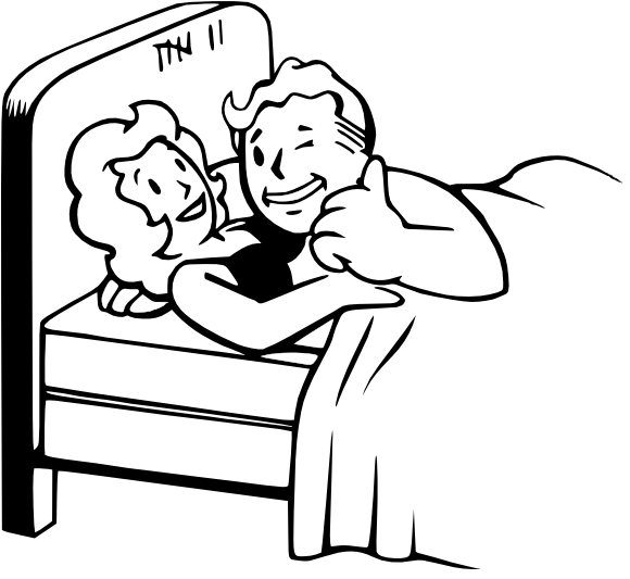 Cartoon Couplein Bed Thumbs Up