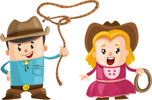 Cartoon Cowboy Couple Illustration