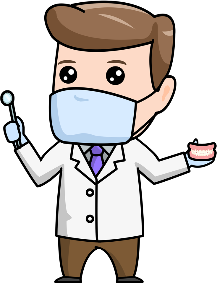 Cartoon Dentist Holding Toolsand Teeth Model.png