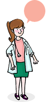 Cartoon Doctor Girlwith Speech Bubble