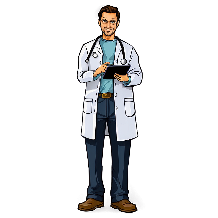 Cartoon Doctor In Lab Coat Png Xcf