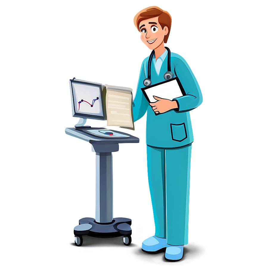 Cartoon Doctor With Medical Records Png 06262024