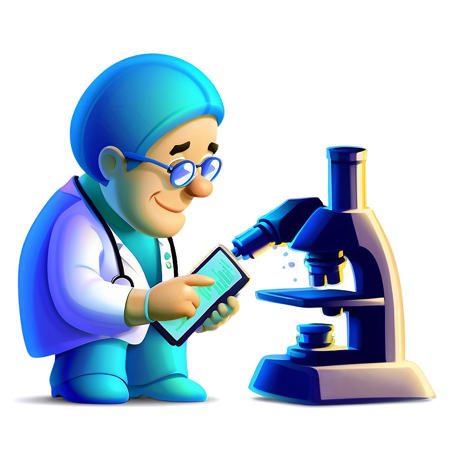 Cartoon Doctor With Microscope Png Qfx36