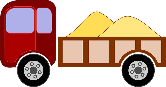 Cartoon Dump Truck Loaded With Sand