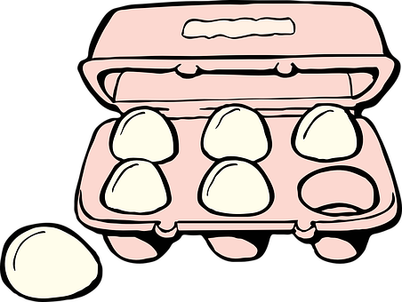 Cartoon Egg Cartonand Single Egg