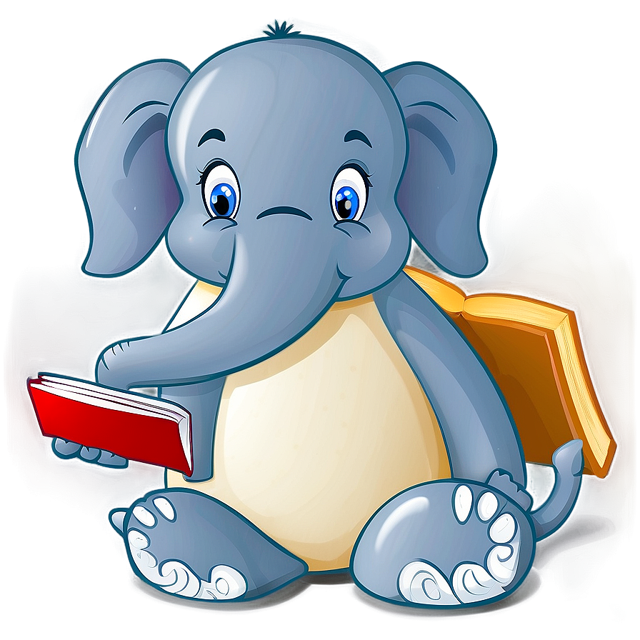 Cartoon Elephant With Book Png 50