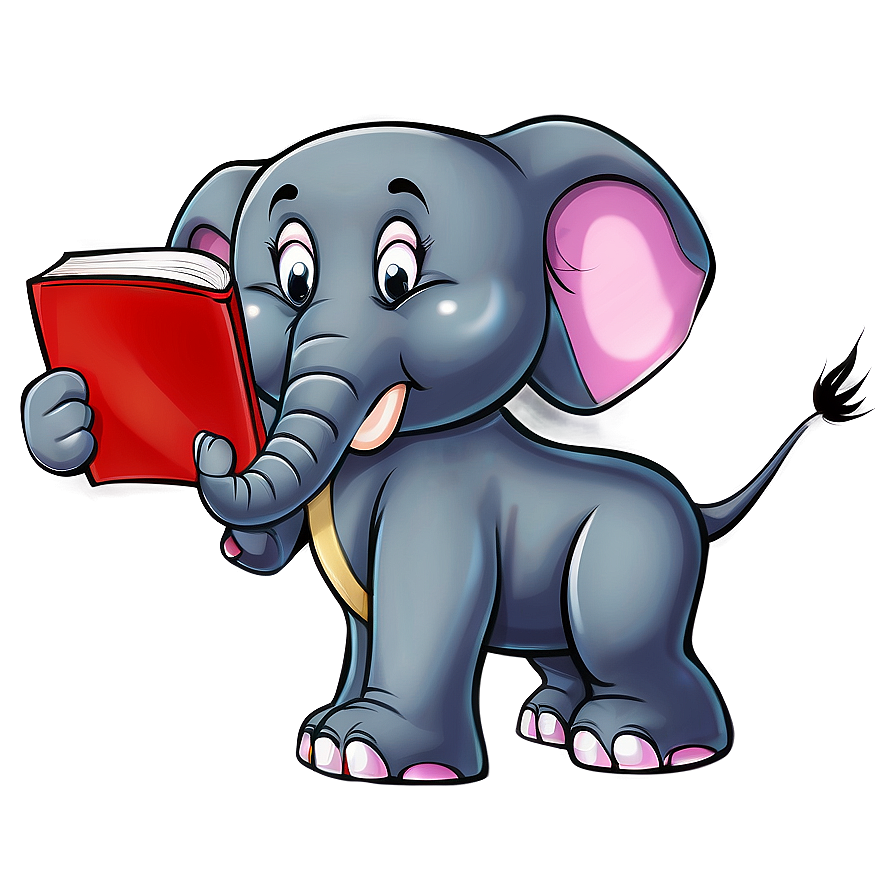 Cartoon Elephant With Book Png Pjf18