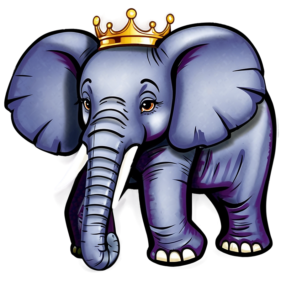 Cartoon Elephant With Crown Png Sdx