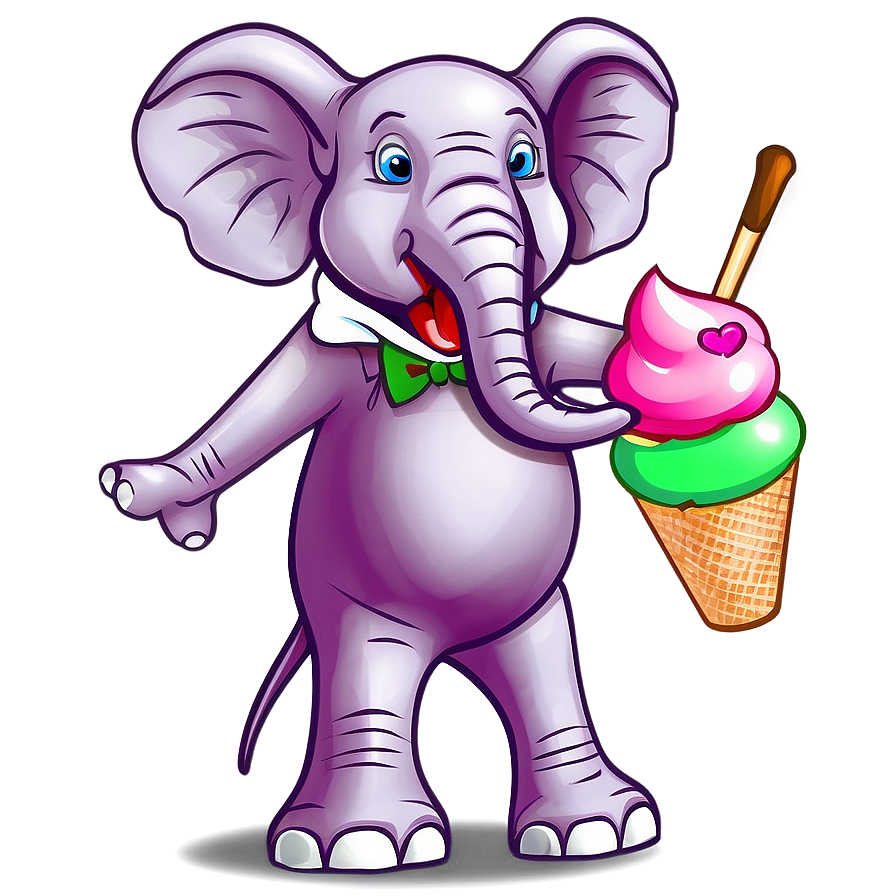 Cartoon Elephant With Ice Cream Png 06272024