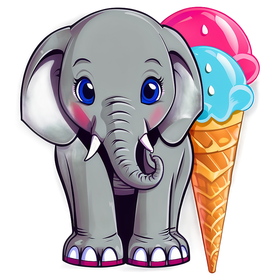 Cartoon Elephant With Ice Cream Png Trd99