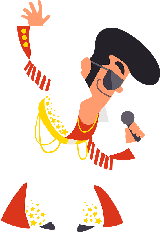 Cartoon Elvis Performing On Stage.png