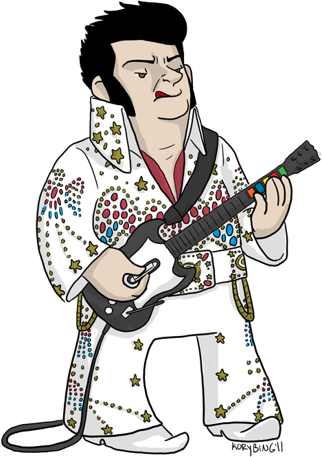 Cartoon Elvis Playing Guitar