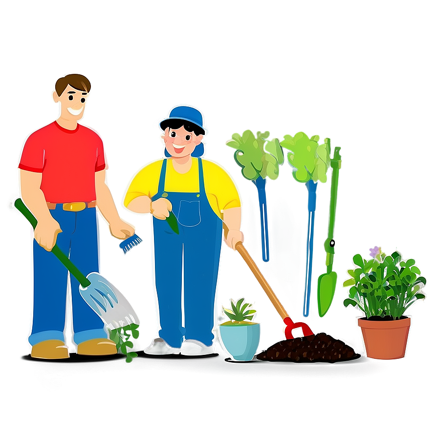 Cartoon Family Gardening Png 73