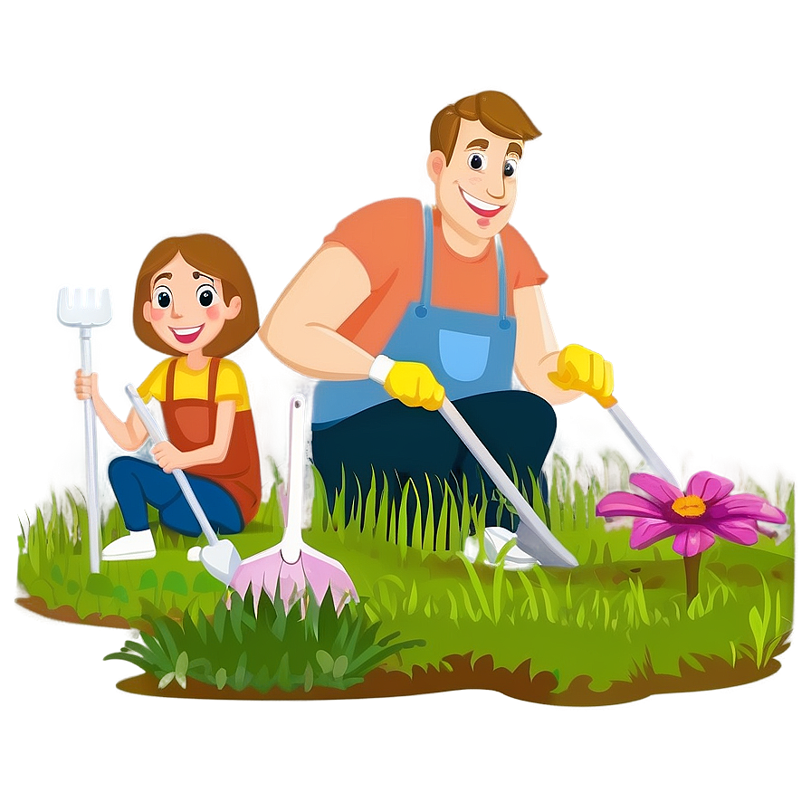 Cartoon Family Gardening Png Nex