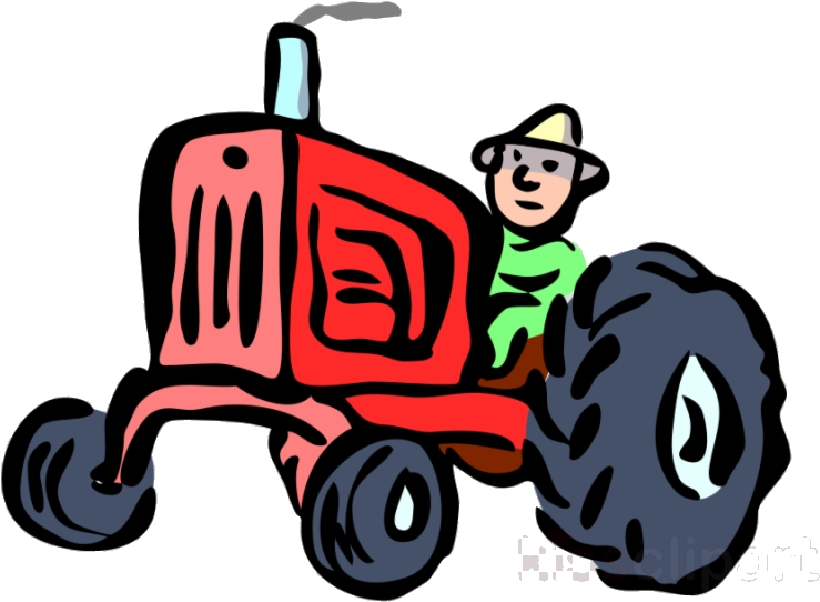 Cartoon Farmer Driving Tractor