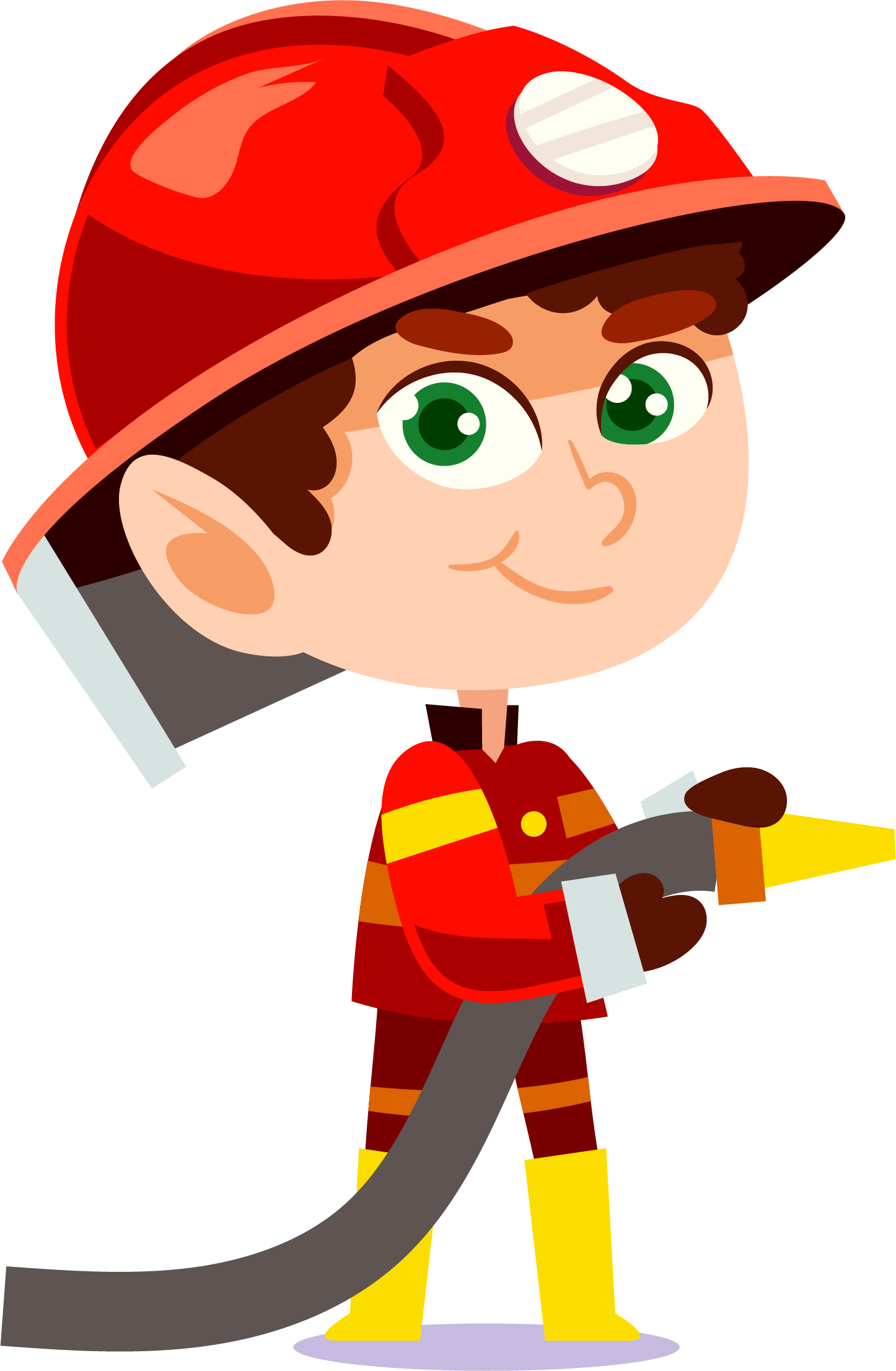 Cartoon Firefighter With Hose.png