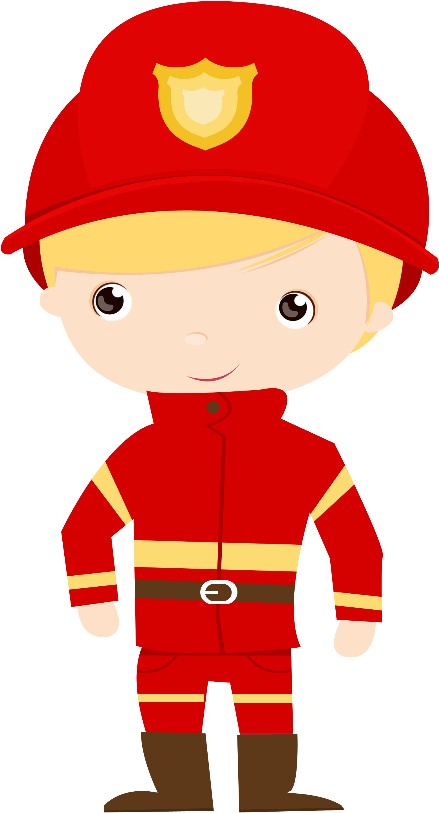 Cartoon Firefighterin Uniform