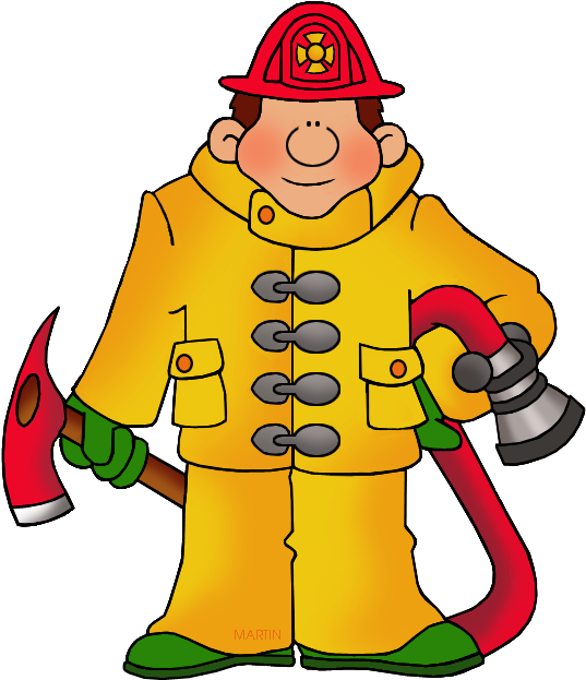 Cartoon Firefighterwith Axeand Hose