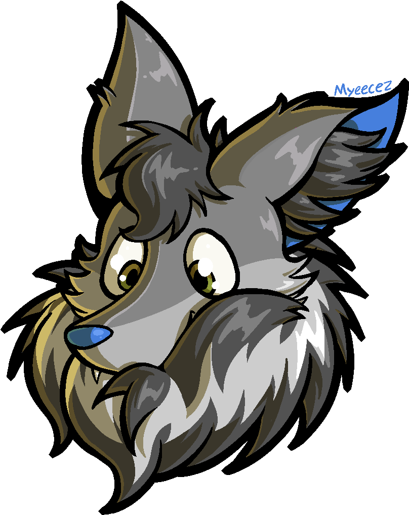 Cartoon Fluffy Wolf Portrait