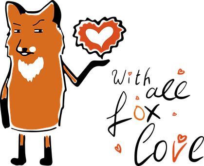 Cartoon Foxwith Hearts