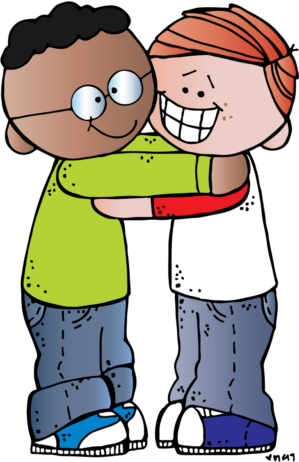 Cartoon Friends Hugging