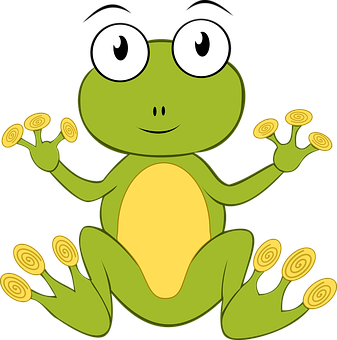 Cartoon Frog Sitting Black Background