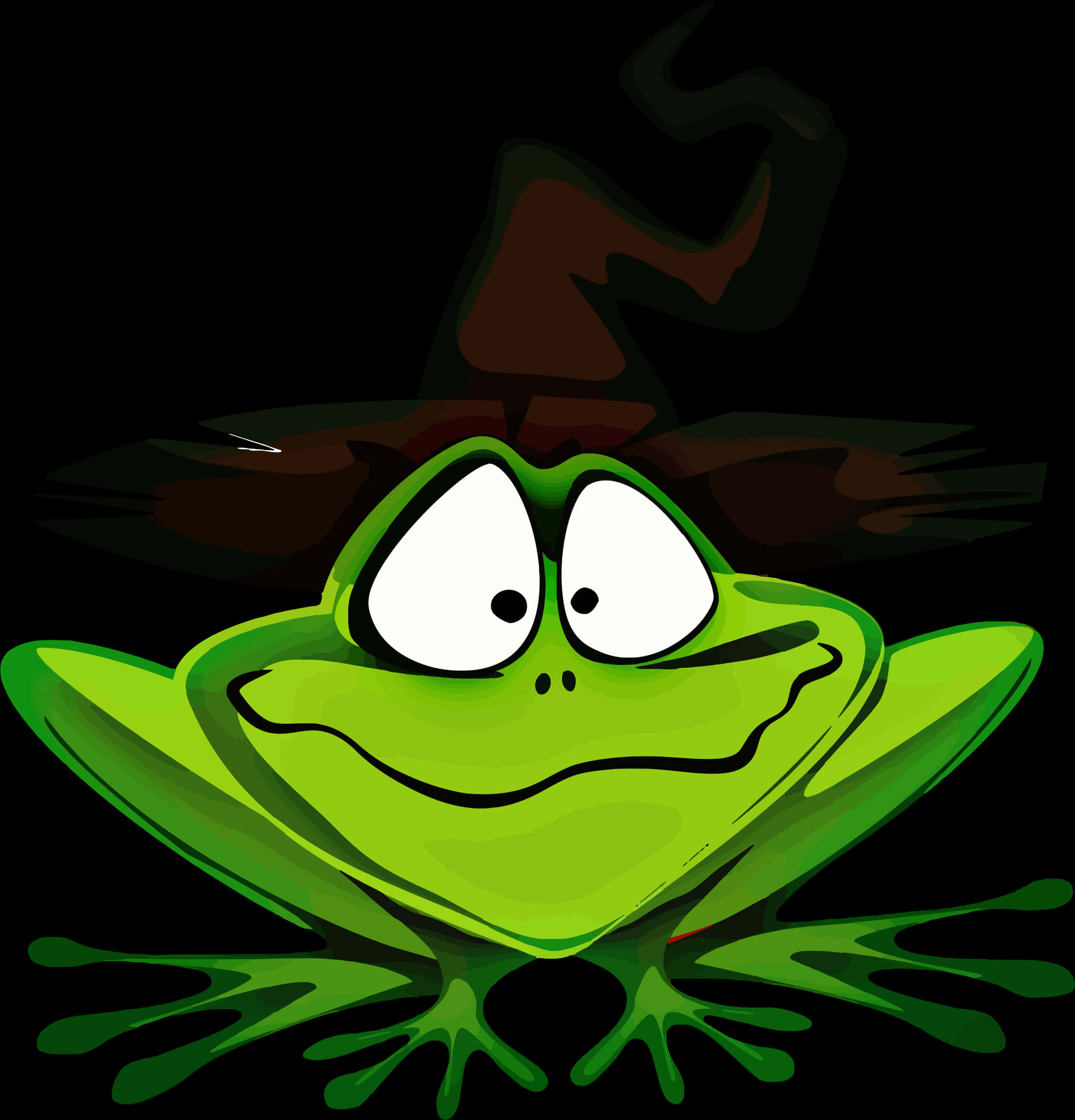 Cartoon Frog Wearing Witch Hat