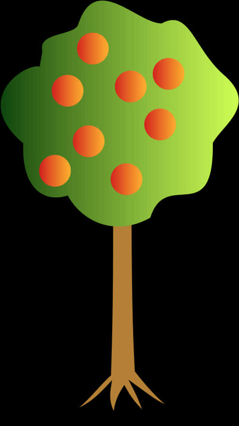 Cartoon Fruit Tree With Roots