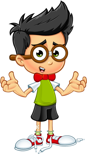 Cartoon Geek Boy Character