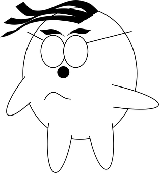 Cartoon Ghost Expression Blackand White