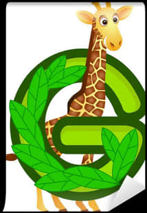 Cartoon Giraffe In Letter G Frame