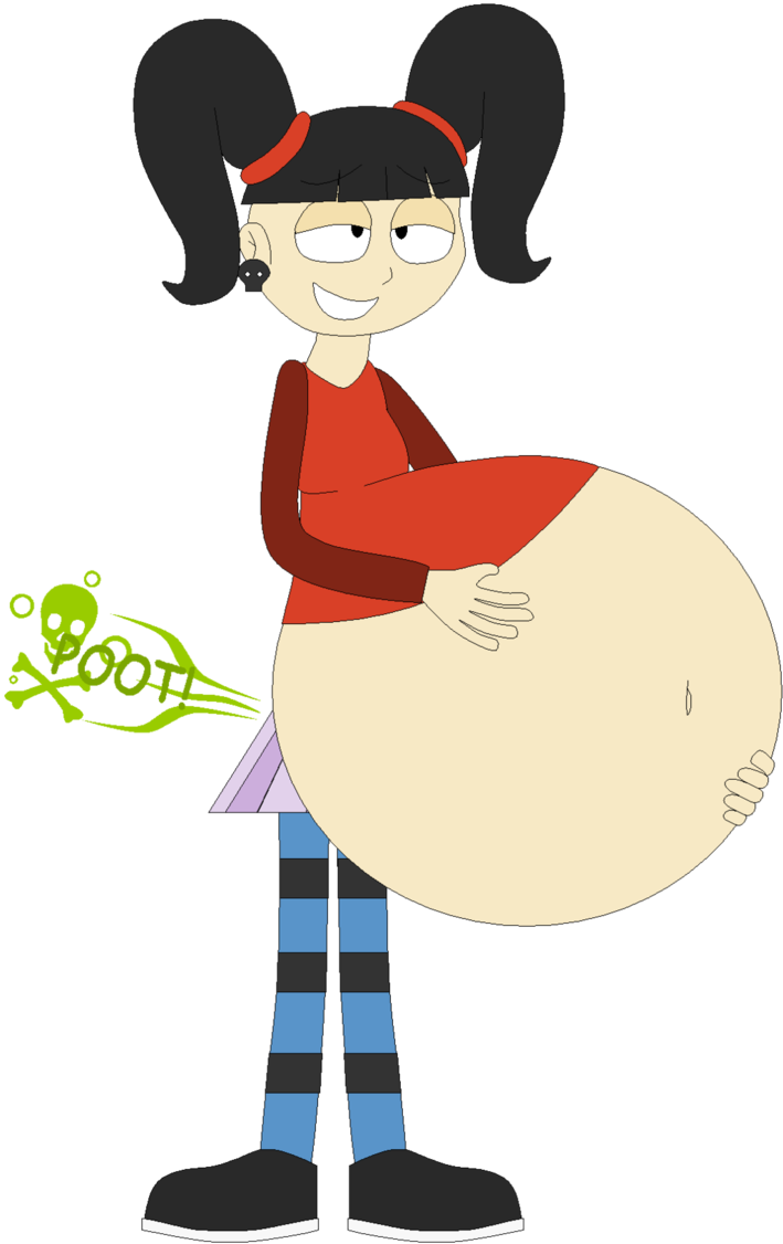 Cartoon Girl Farting Big Belly