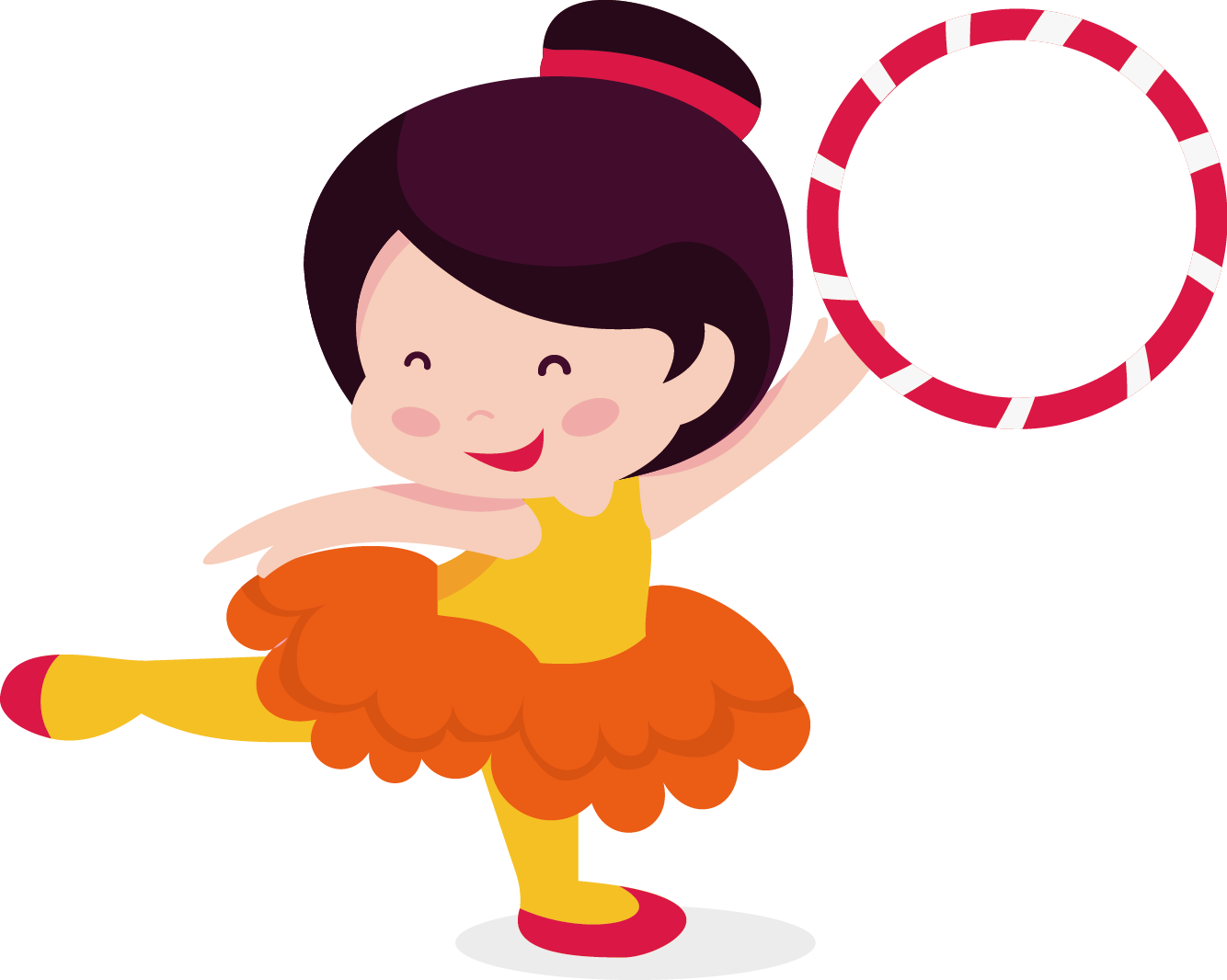 Cartoon Girl Hula Hoop Dance